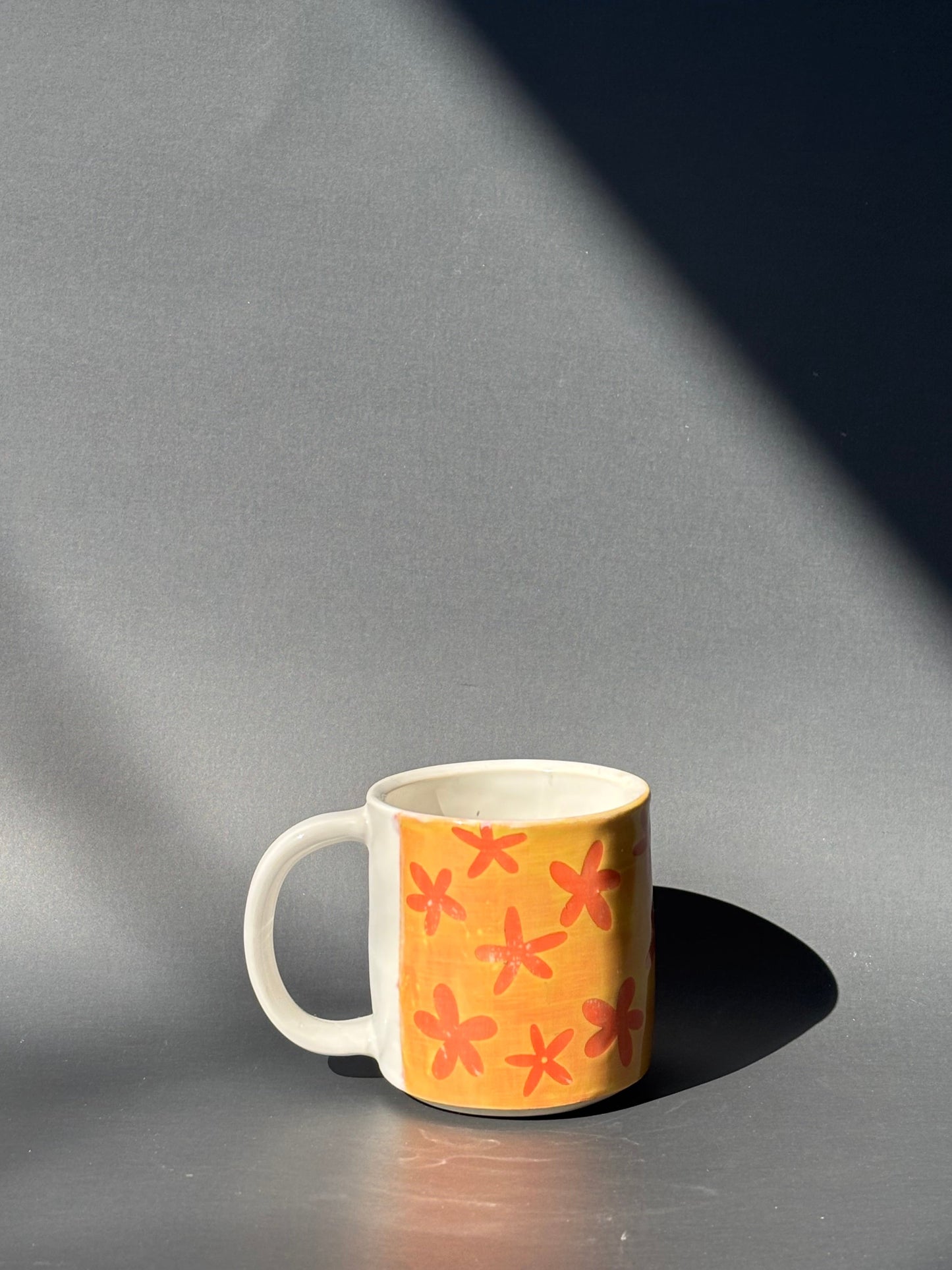 Yellow and Papaya Flower Mug