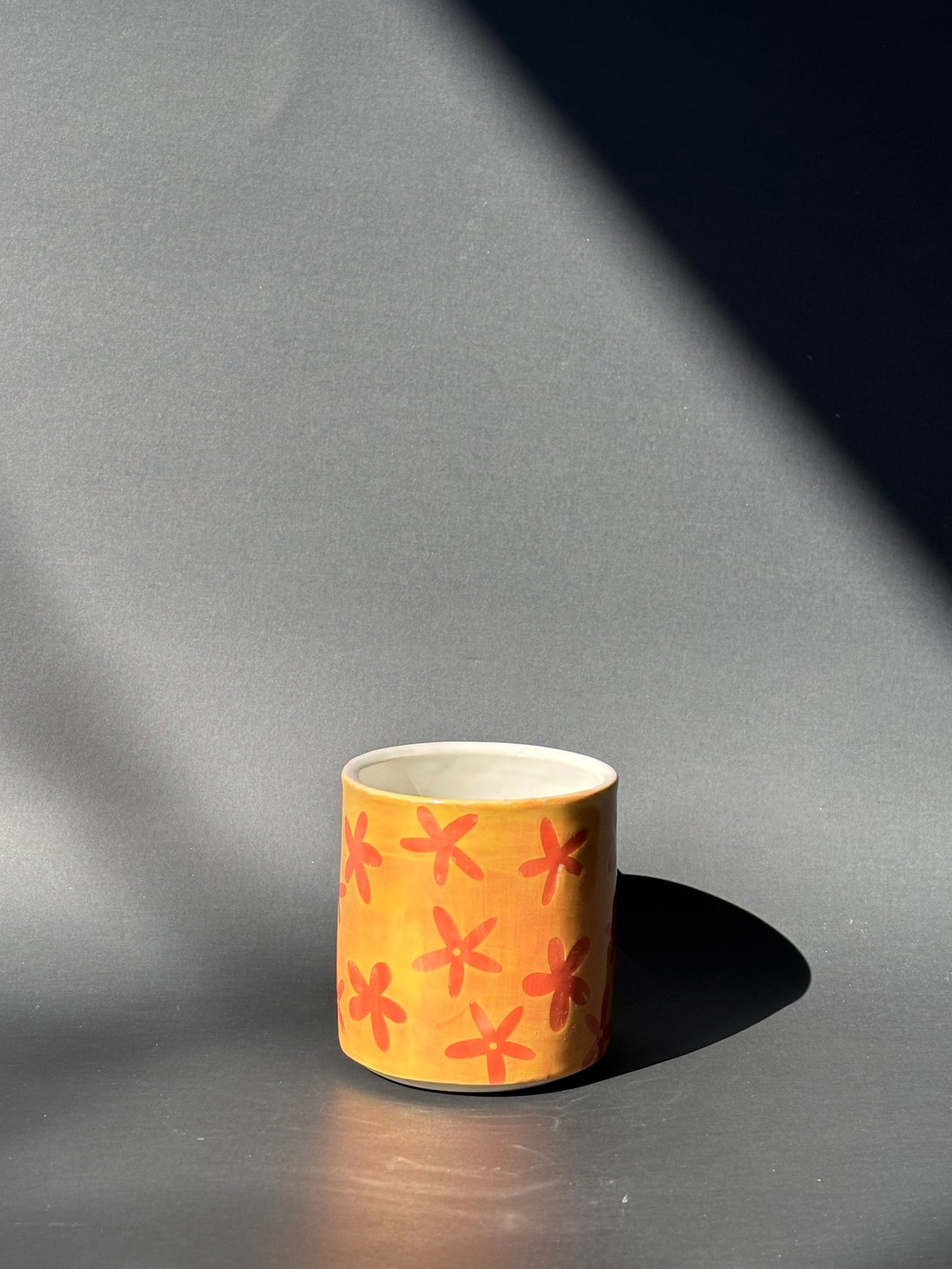 Yellow and Papaya Flower Mug