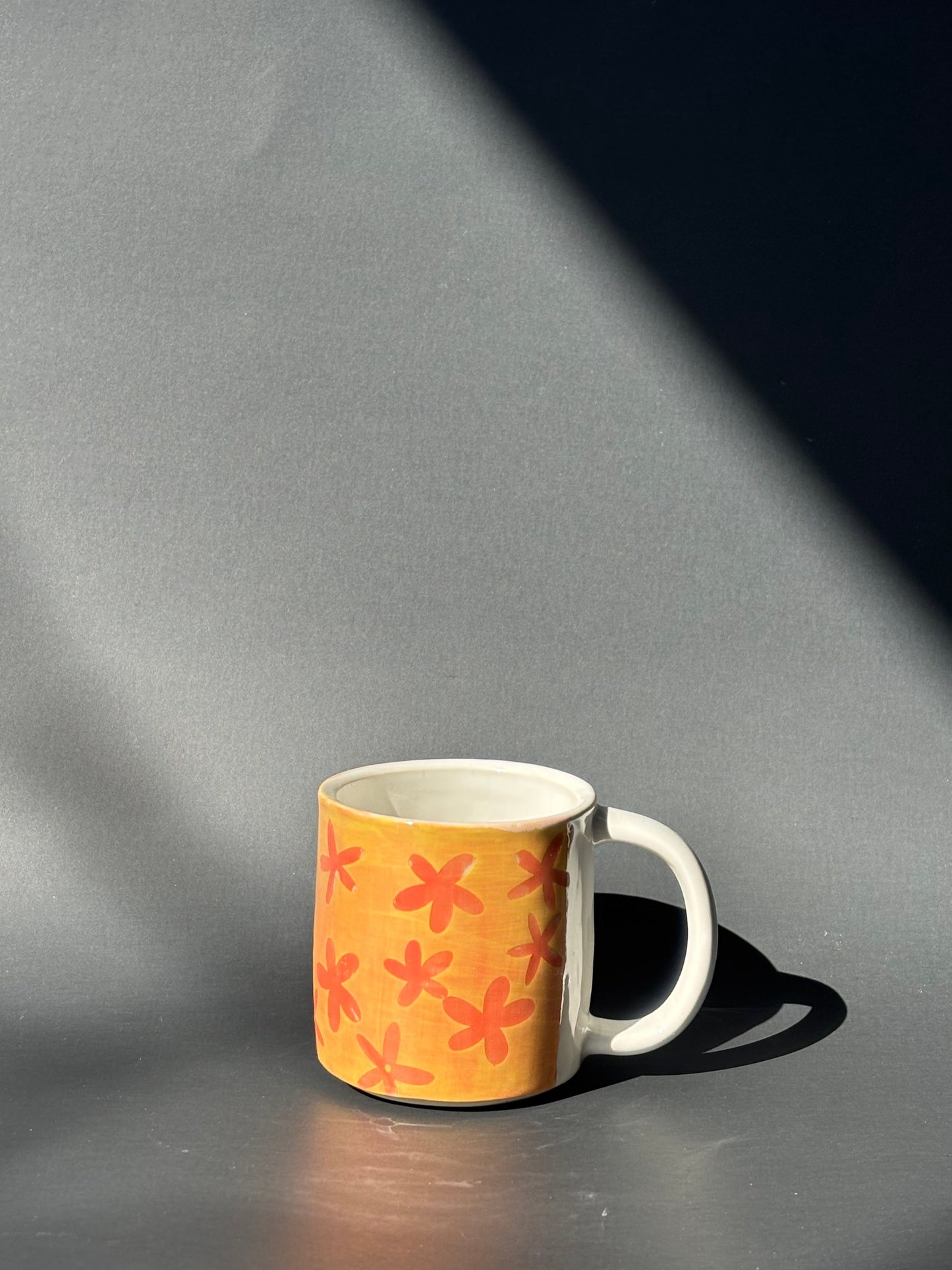 Yellow and Papaya Flower Mug