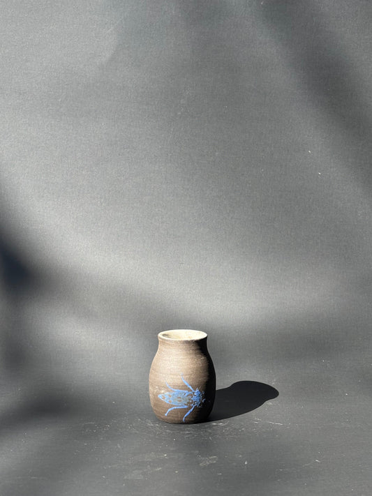 Tiny Blue Bug Vase