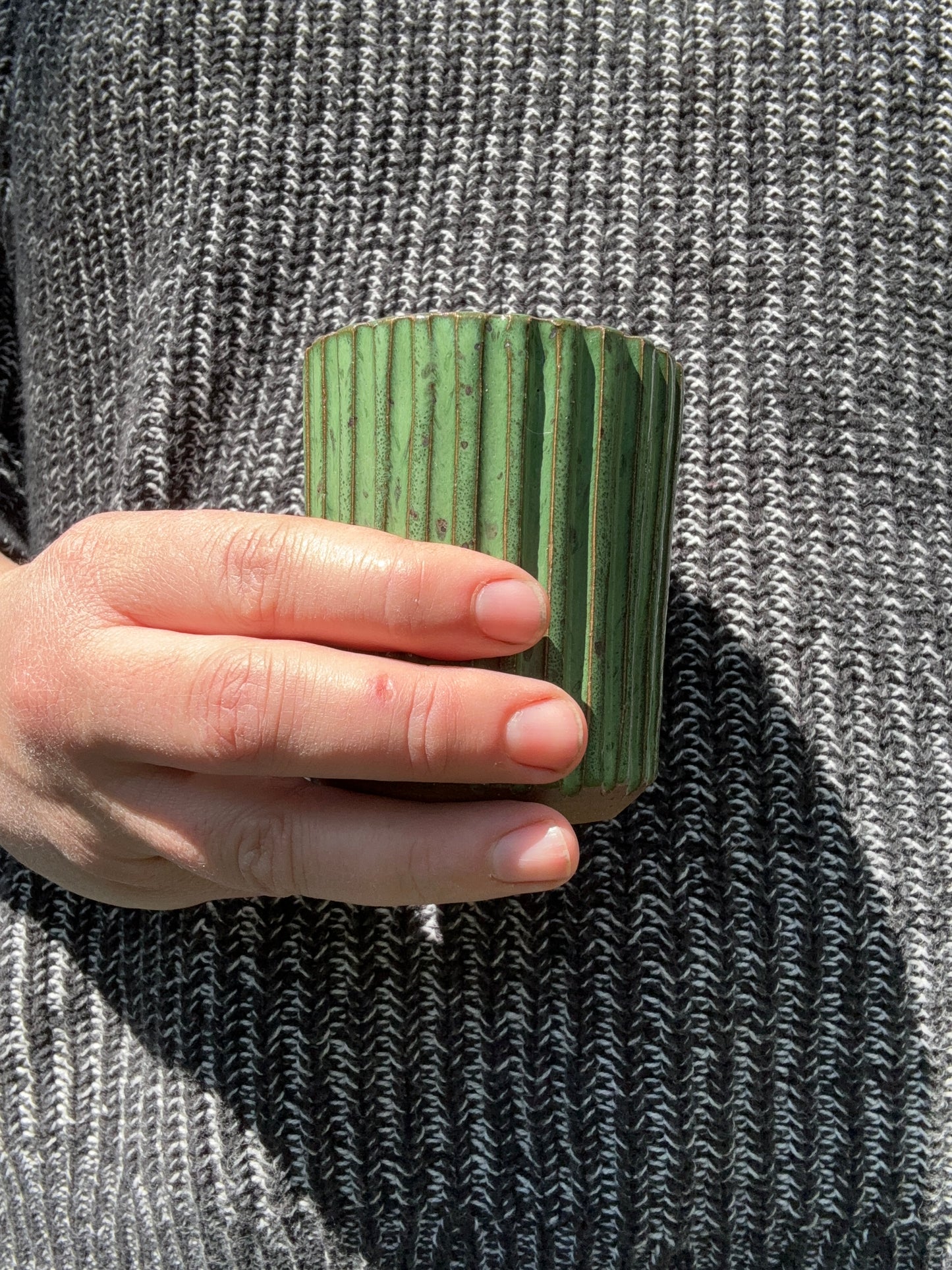 Green Carved Tumbler